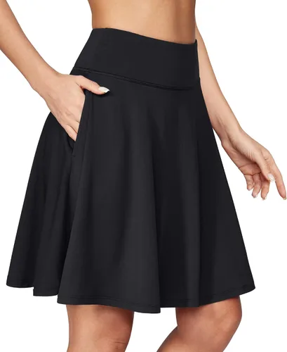 IUGA Faldas pantalón de 20 pulgadas hasta la rodilla para mujer con bolsillos, faldas de golf de cintura alta para mujer, falda larga casual
