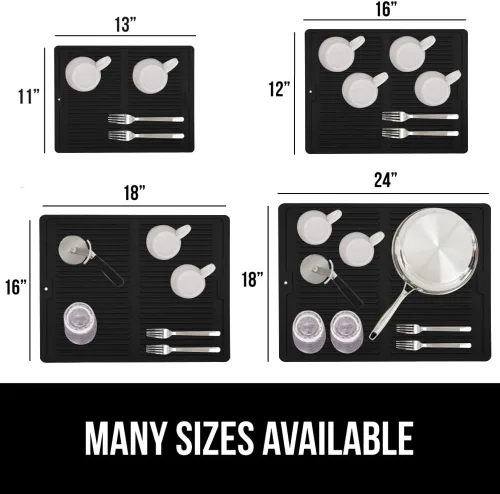 Miniatura 5 de GORILLA GRIP Tapete de secado de platos de silicona patentado 100% sin BPA para encimera de cocina, 18 x 24 pulgadas, diseño acanalado que atrapa