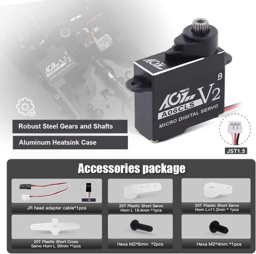 Miniatura 8 de AGFRC Mini-Z - Servo de micro dirección para coche, 0.052 segundos HV de alta velocidad, engranaje de metal completo, mini servo digital sin núcleo
