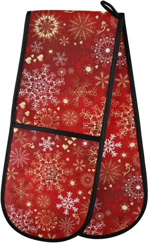 Miniatura 39 de ZZXXB Spring Bird - Guantes de cocina dobles con diseño floral de mariposa, resistentes al calor, antideslizantes, extra largos de 7 x 35 pulgadas