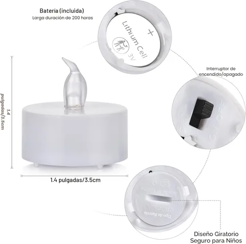 Miniatura 7 de Nancia Paquete de 100 velas LED sin llama, realistas y brillantes, parpadeantes de larga duración, 200 horas, funciona con pilas, ideal