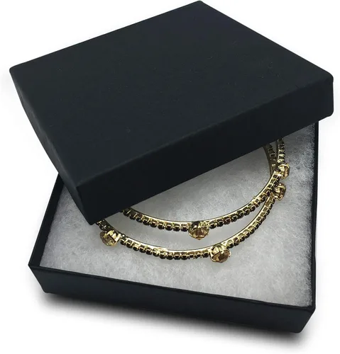 TheDisplayGuys - Paquete de 25 cajas de cartón rellenas de algodón #33 para joyas, color negro mate (3.5 x 3.5 x 1.0 pulgadas), para envío o