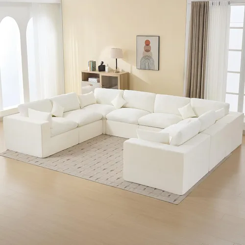 Miniatura 42 de Sofá modular sin hueso de 115 pulgadas, sofá modular modular con otomana, tapizado de gran tamaño, convertible, cómodo sofá de felpilla de 4 plazas