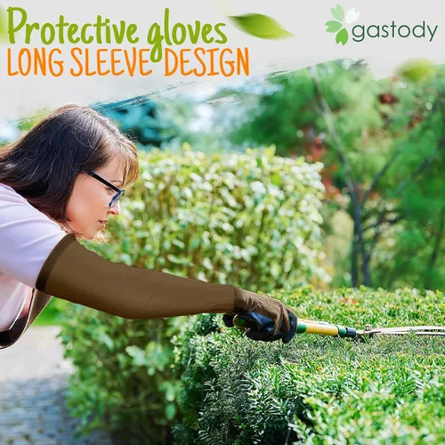 Miniatura 9 de Guantes de jardinería de manga larga para mujeres y hombres, guantes de jardín de puño largo, multiusos, resistentes para exteriores e interiores