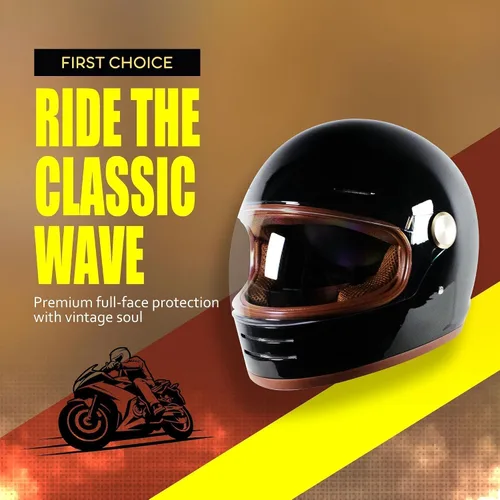 Miniatura 5 de Casco retro para motocicleta Loyoriwy para adultos: Casco integral vintage con sistema de ventilación, diseño impermeable para motociclismo Negro