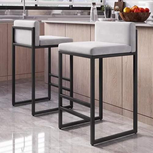 Miniatura 2 de Juego de 1/2 taburetes de bar, sillas de bar tapizadas de terciopelo con reposapiés, taburetes de encimera de cocina, marco de hierro de metal negro
