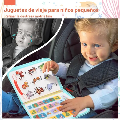 Miniatura 4 de Teefrye Tablero Montessori para niños pequeños de 1 a 3 años de edad, tablero de actividades educativas, juguetes sensoriales de viaje, de 2 a 4 Rosa