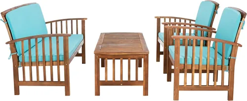Miniatura 7 de Safavieh - Rocklin - Juego de 4 piezas para patio y exteriores (almohadas incluidas), colores gris y beige PAT7007H Gris/Beige/Rayas