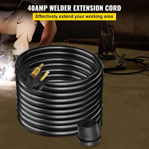 Miniatura 2 de VEVOR Cable de extensión de soldador de 25 pies, 40 amperios, 250 V, 8 calibre 3 puntas, cable de extensión de soldadura resistente con NEMA 6-50P a