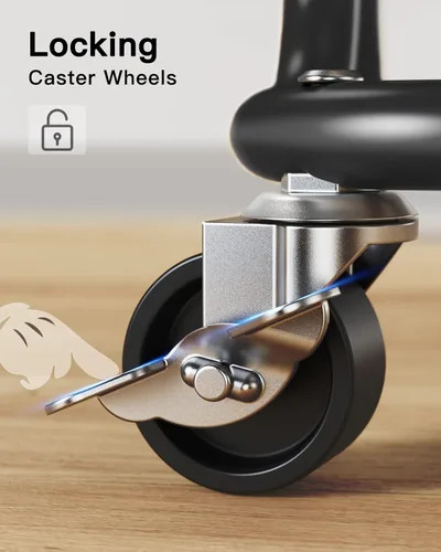 Miniatura 6 de Pipishell Carrito utilitario de metal de 3 niveles, carrito rodante de almacenamiento resistente con 2 ruedas bloqueables, carrito de organización