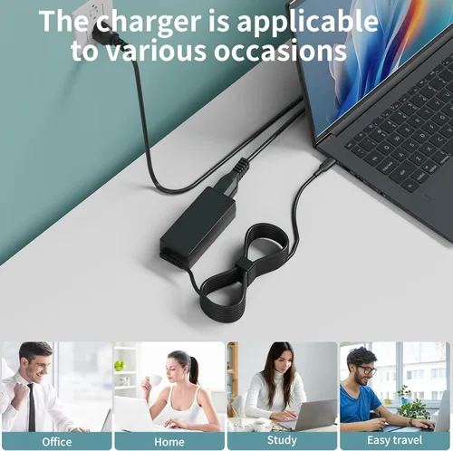 Miniatura 7 de Cargador USB C para laptop Lenovo ThinkPad Yoga ThinkBook Chromebook, adaptador de CA tipo C de 65 W/45 W con cable de alimentación para viajes