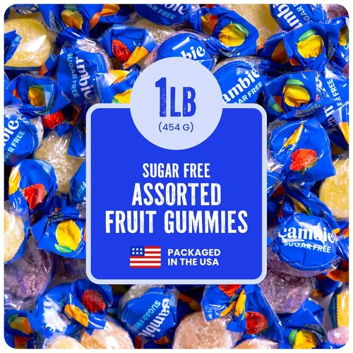 Cambie Gomitas sin azúcar – 1 libra de caramelos sin azúcar envueltos individualmente, sabores de frutas surtidos, aptas para diabéticos, keto,