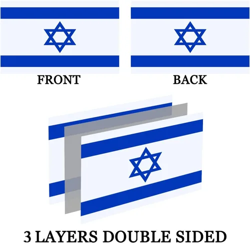 Miniatura 3 de Bandera israelí de doble cara de 2 x 3 pulgadas para exteriores, resistente 3 capas, poliéster 240D, colores vivos, bandera de Israel de 2 x 3 – 2