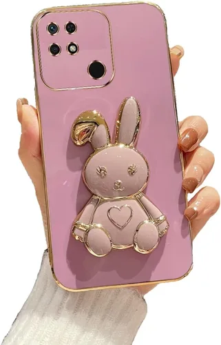 Miniatura 94 de Estuche con soporte de conejo de corazón para Xiaomi Redmi Note 10S, galvanizado suave TPU protector delgado a prueba de golpes con lindo conejito