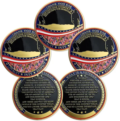 Miniatura 8 de BHealthLife Moneda de desafío de apreciación de veteranos militares gracias por su servicio Regalo para veteranos