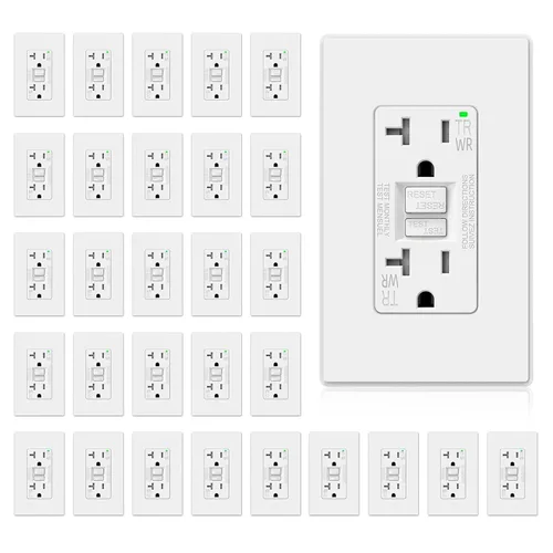 Miniatura 14 de ELEGRP Salida GFCI para Exteriores, Receptáculo GFI Eléctrico de Autoprueba de 15 Amperios con Diseño Más Delgado, Receptáculo GFCI Resistente a