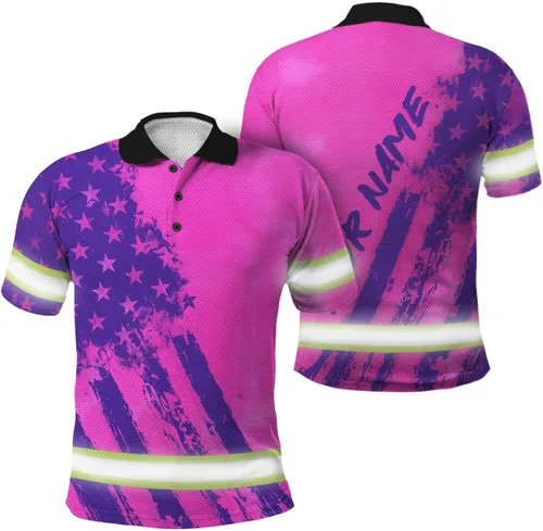 Miniatura 11 de Polo reflectante con bandera de camuflaje de alta visibilidad para hombres y mujeres, polo de seguridad para trabajo, patriótico Polo 03