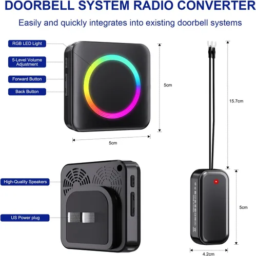 Miniatura 9 de Timbre de puerta inalámbrico - Compatible con Blink Video Doorbell y Blink Video Doorbell (2ª generación) (1 extensor de timbre de video 1 receptor)