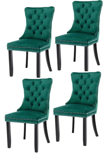 Miniatura 21 de Juego de 6 sillas de comedor modernas para sala de estar, cocina, patas de madera maciza, cojín acolchado de tela de lino, asiento y respaldo