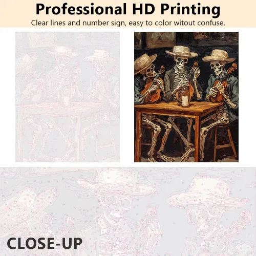 Miniatura 5 de TUMOVO Pintura por números para adultos, esqueletos, tocando violín, kits de pintura de números de vaquero por números, pintura al óleo para adultos