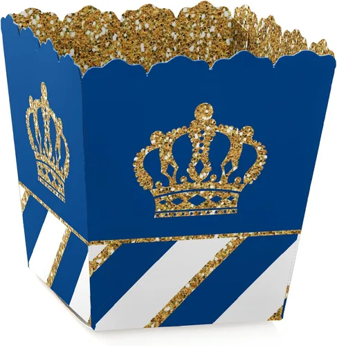 Big Dot of Happiness Royal Prince Charming - Mini cajas de regalo para fiesta, baby shower o fiesta de cumpleaños, 12 unidades