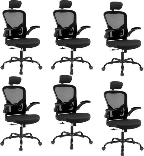 Miniatura 8 de Paquete de 10 sillas ergonómicas de oficina con reposacabezas ajustables 3D, sillas de escritorio de malla para oficina en casa con soporte lumbar
