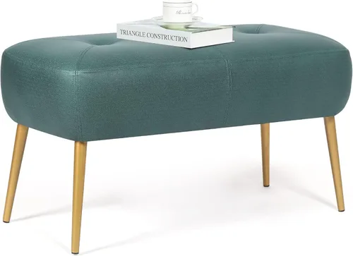 Miniatura 8 de Homebeez Banco otomano de terciopelo de 35 pulgadas de largo, banco otomano de cama auxiliar con patas de metal dorado, tocador para entrada, sala