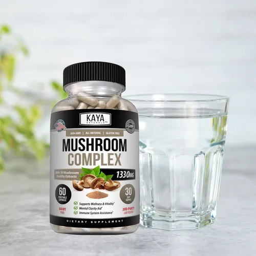 Miniatura 7 de Kaya Naturals Complejo de hongos premium potente, cápsulas complejas de hongos de 1330 mg por porción, ayuda a la claridad mental que apoya