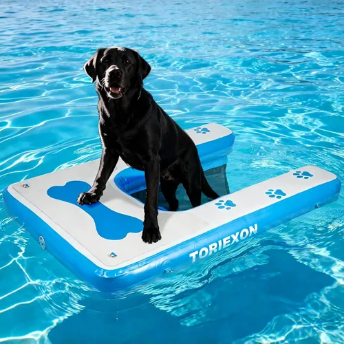 Miniatura 12 de Rampa inflable para barcos para perros de 48 x 32 pulgadas, rampa inflable para barcos y rampas de piscina para perros, rampa antideslizante