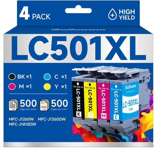 LC501XL - Cartuchos de tinta para impresora Brother LC 501 XL 501XL, compatible con impresora Brother MFC-J1360DW MFC J1360DW MFC-J1410DW LC501XL