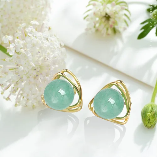 Miniatura 98 de Jade Earrings Studs,Green Jade Earrings for Women,925 Sterling Silver Earrings Studs for Sensitive Ears,Handmade Jade Earrings for Birthday