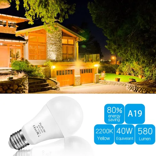 Miniatura 5 de Bombillas amarillas para insectos, del atardecer al amanecer, LED de 7 W, equivalente a 40 W, A19, encendido y apagado automático inteligente, 580