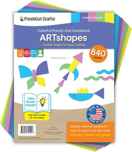 Miniatura 13 de ARTshapes - Paquete de 840 formas de papel creativas con guía de más de 70 ideas, cartulina hecha en Estados Unidos, suministros de manualidades DIY