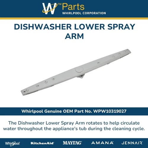 Miniatura 3 de Whirlpool WPW10319027 Pieza de repuesto original del ensamblaje del brazo de lavado inferior del lavavajillas del OEM - Reemplaza W10319027