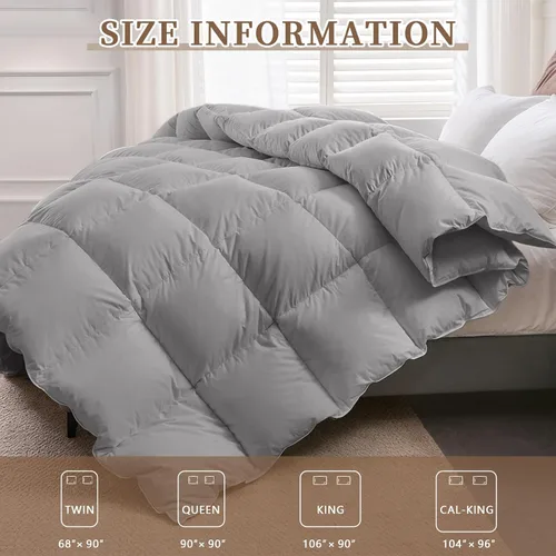 Miniatura 8 de CYMULA Edredón de Plumón Tamaño Twin - Relleno de Edredón Gris Oscuro para Todas las Estaciones, Ligero Cosido en Caja, Esponjoso Transpirable
