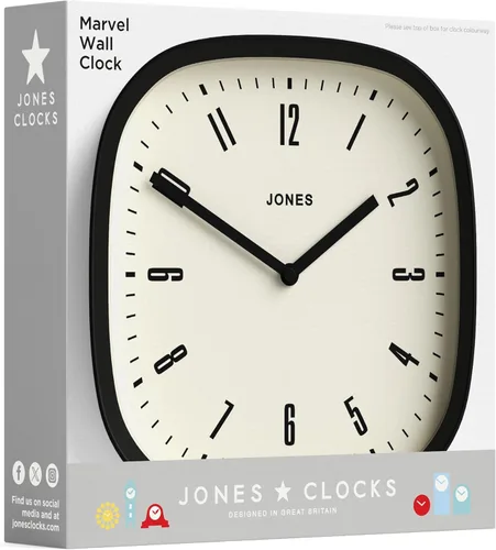 Miniatura 8 de JONES CLOCKS® Reloj de pared Marvel Reloj cuadrado redondo retro moderno 10 pulgadas naranja Aspecto de diseñador genial para cocina, sala
