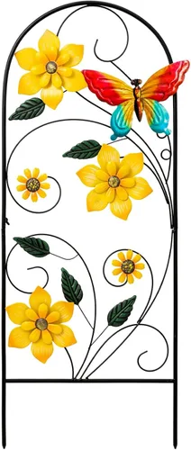 Miniatura 8 de YEAHOME Estacas Decorativas de Jardín de 34 Pulgadas, Decoración de Jardín al Aire Libre de Metal con Flores y Mariposas, Decoración de Jardinería