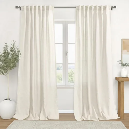 Miniatura 95 de KOUFALL Cortinas de lino azul marino de 84 pulgadas de largo, cortinas transparentes azul oscuro para sala de estar y dormitorio, medianoche