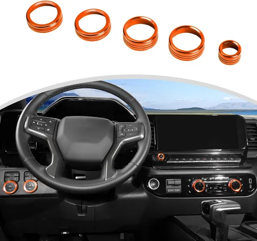 Miniatura 8 de CheroCar Cubierta de pomos de radio de CA para consola central, perilla de aire acondicionado, interruptor de botón para Chevy Silverado 2022-2023