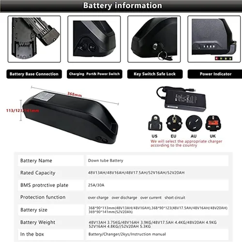 Miniatura 6 de BAFANG BBSHD 48V/52V 500W 750W 1000W Kit de transmisión media con batería opcional BBS01 BBS02 8FUN Kit de conversión DIY con pantalla LCD y plato