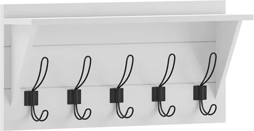 Miniatura 8 de HBCY Creations Perchero de pared de madera maciza color marrón rústico con estante, 5 ganchos, 24 pulgadas de largo, cocina, vestíbulo, entrada