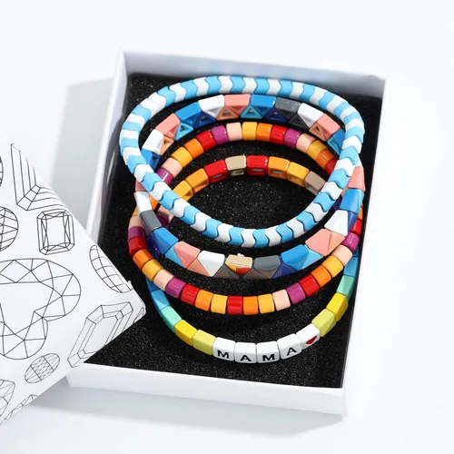 Miniatura 7 de Dvacaman Juego de 3 pulseras elásticas esmaltadas