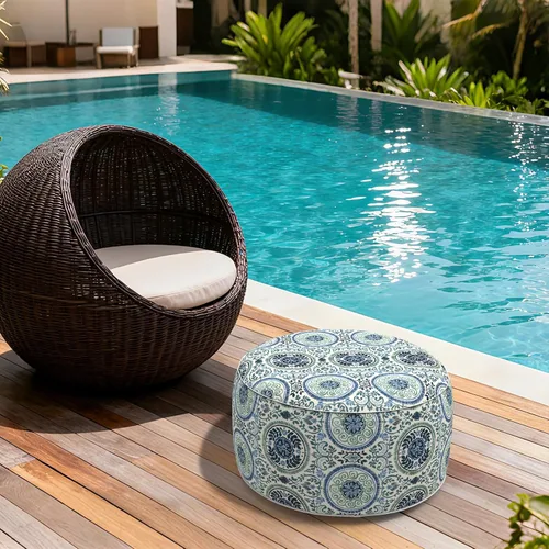 Miniatura 5 de Taburete inflable para exteriores de 31 pulgadas de diámetro x 14 pulgadas de alto, taburete portátil para todo tipo de clima, taburete de muebles