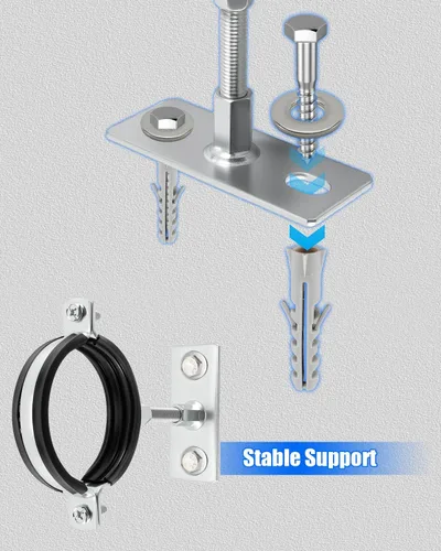 Miniatura 7 de 2 soportes de tubo ajustables de 3 pulgadas, colgador de tubo de anillo dividido, correa de pared de ventilación B resistente, correa redonda