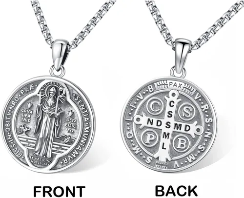 Miniatura 214 de Eusense Saint Necklace Sterling Silver 925 Protection Jewelry for Men Women Patron St Medals Amulet Pendant