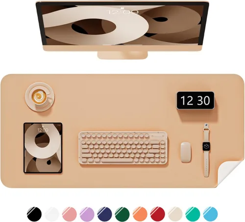 Miniatura 21 de Alfombrilla de escritorio, 60 x 35 cm, de piel sintética, antideslizante, alfombrilla grande para mouse para escritorio, impermeable, almohadilla