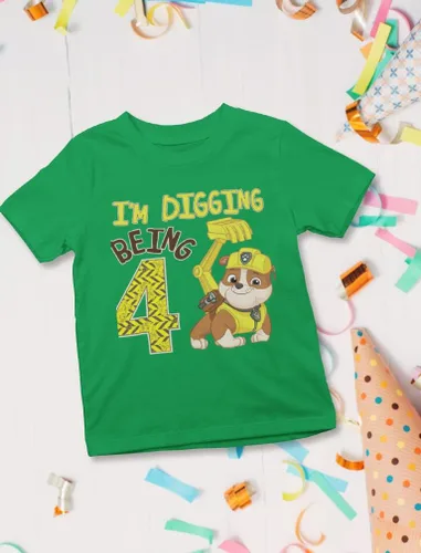 Miniatura 4 de Paw Patrol Rubble - Camiseta de 4 cumpleaños para niños pequeños