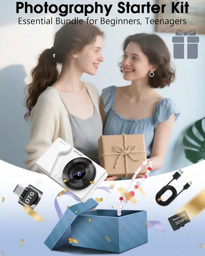 Miniatura 9 de Cámara Digital con Lente Frontal y Trasera, Cámara de Enfoque Automático de 64MP 4K para Fotografía con Tarjeta de 32GB, Cámara Compacta Portátil