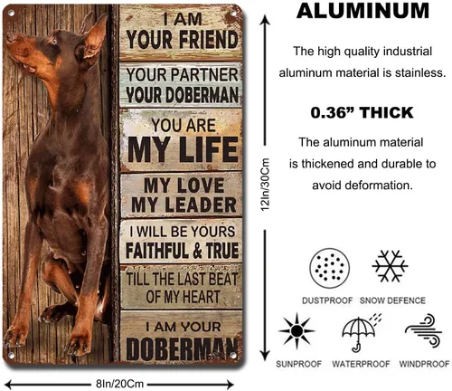 Miniatura 5 de Lygond Letrero de metal con texto en inglés "I Am Your Friend", regalo para amantes de Doberman, amantes de los perros, impresiones artísticas