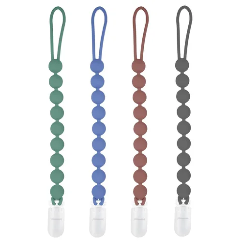 Miniatura 12 de MINMUNJIU Clips para sujetar chupetes de silicona para niños, paquete de 4 unidades, un solo trozo, clip suave y flexible para sujetar chupetes